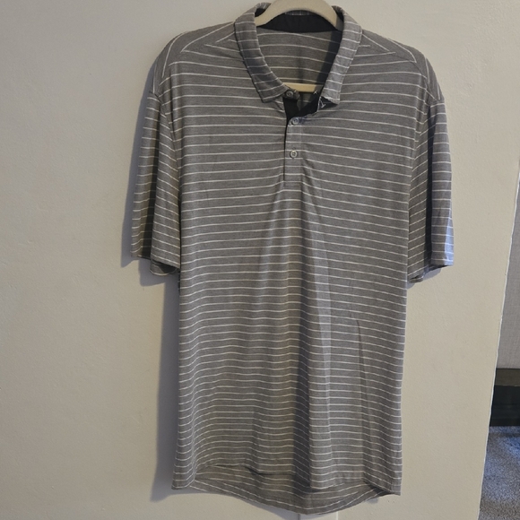 lululemon athletica Other - Lululemon‎ Gray Striped Men's Polo Shirt Size Large